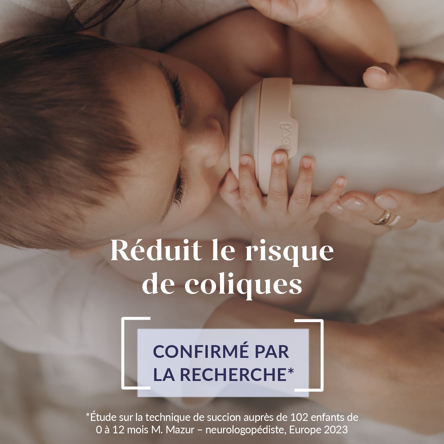 Réduit le risque de coliques - biberon Mammafeel confirmé par la recherche médicale auprès de 102 enfants de 0 à 12 mois