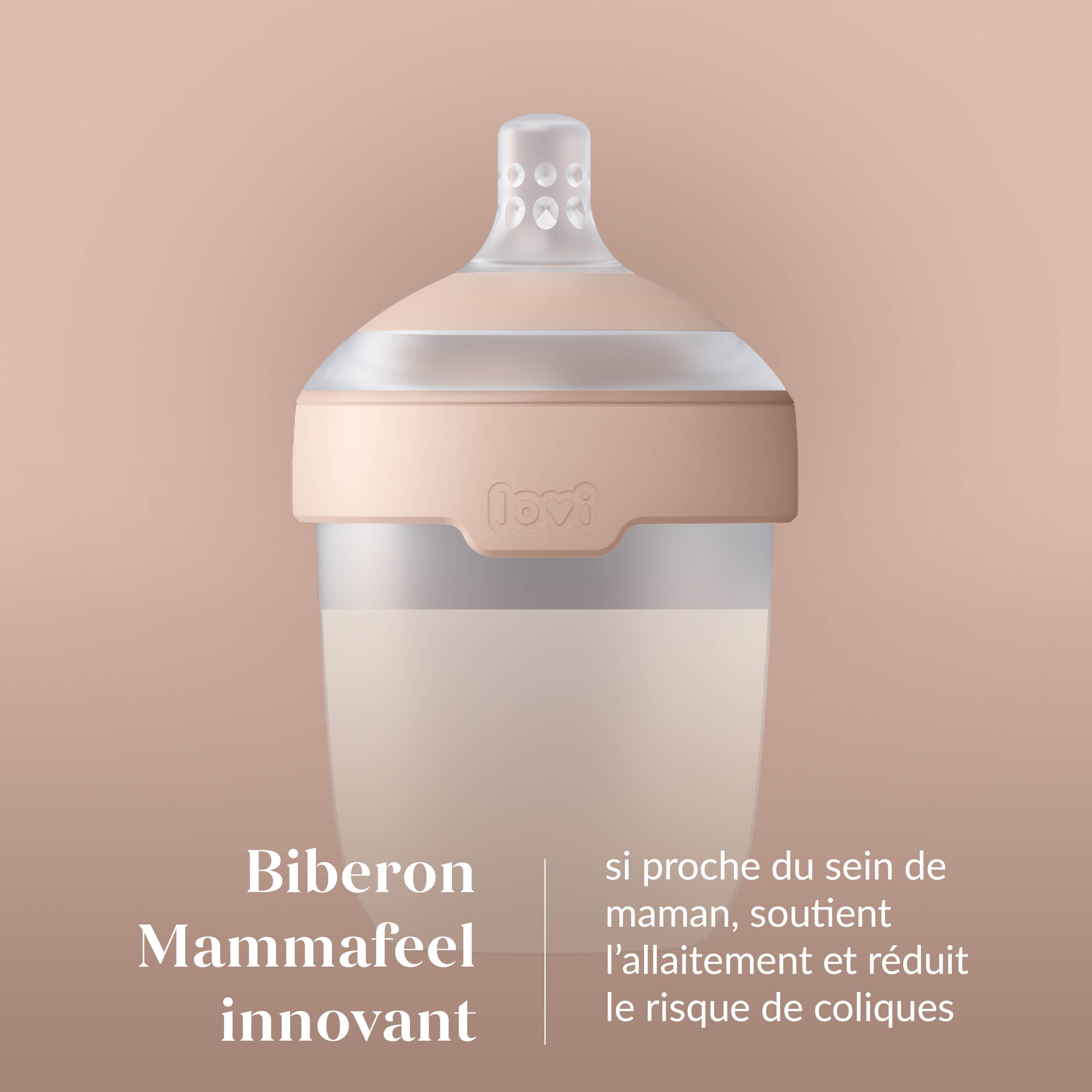 Biberon Mammafeel Difrax LOVI innovant, si proche du sein de maman, soutient l'allaitement et réduit le risque de coliques.