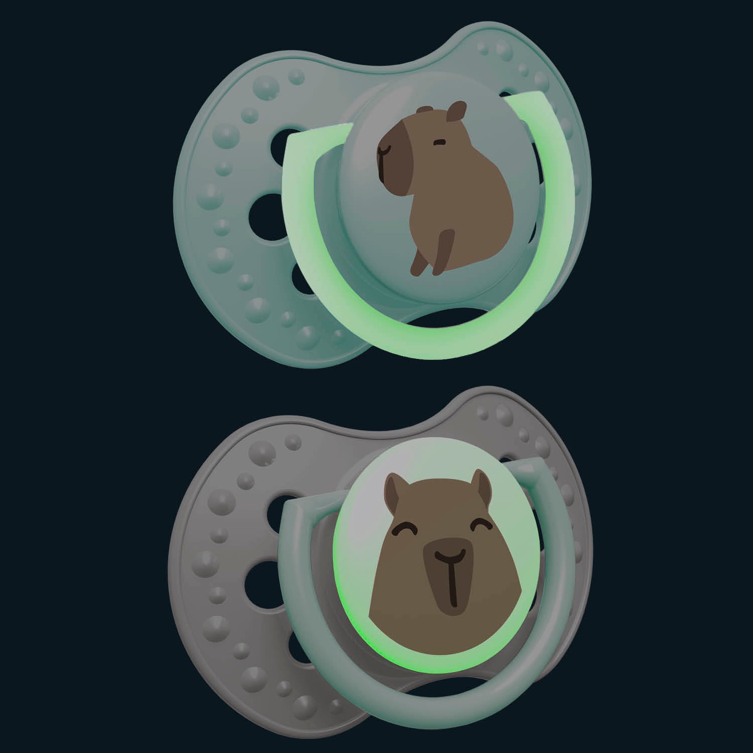 Sucette Difrax LOVI CapiChill 0-6 mois, Boy, 2 pièces, silicone, petit bouclier, anneau Brille dans le Noir visible dans l'obscurité, sans BPA
