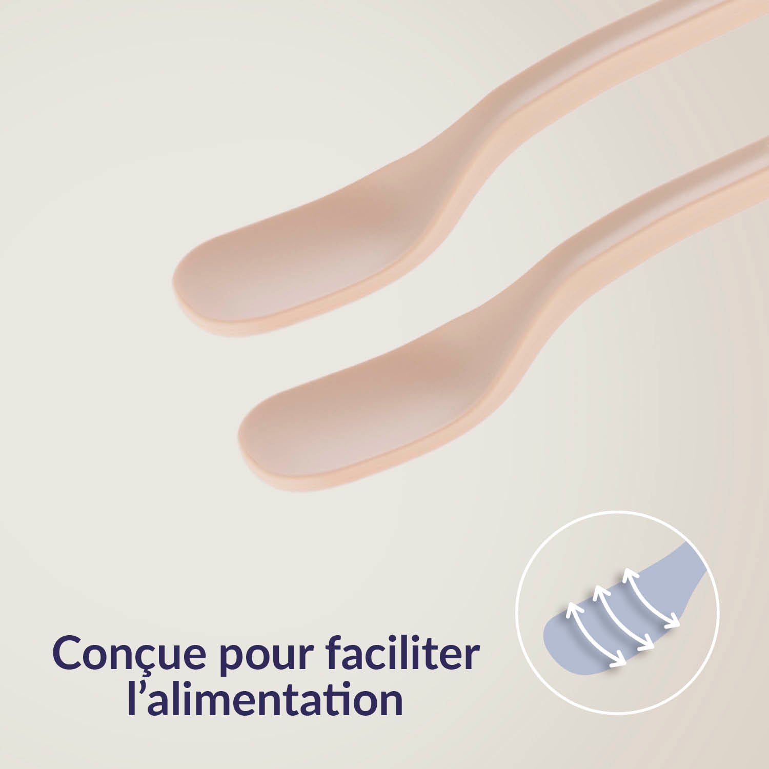 Cuillères Difrax LOVI Nude – conçues pour faciliter l’alimentation.