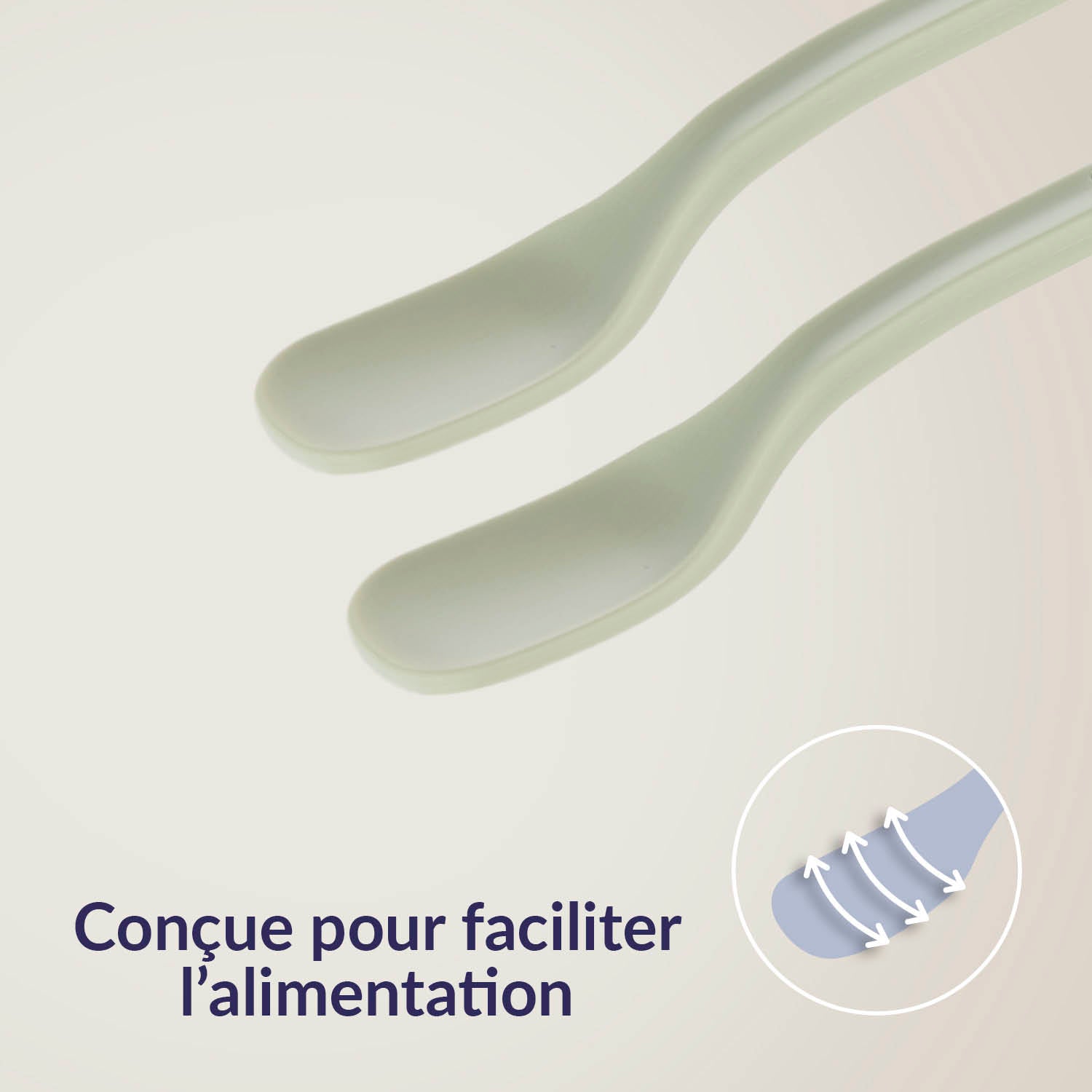 Difrax LOVI Ensemble repas et boissons Pistachio – cuillères ergonomiques, sûres et adaptées aux premières bouchées de bébé.