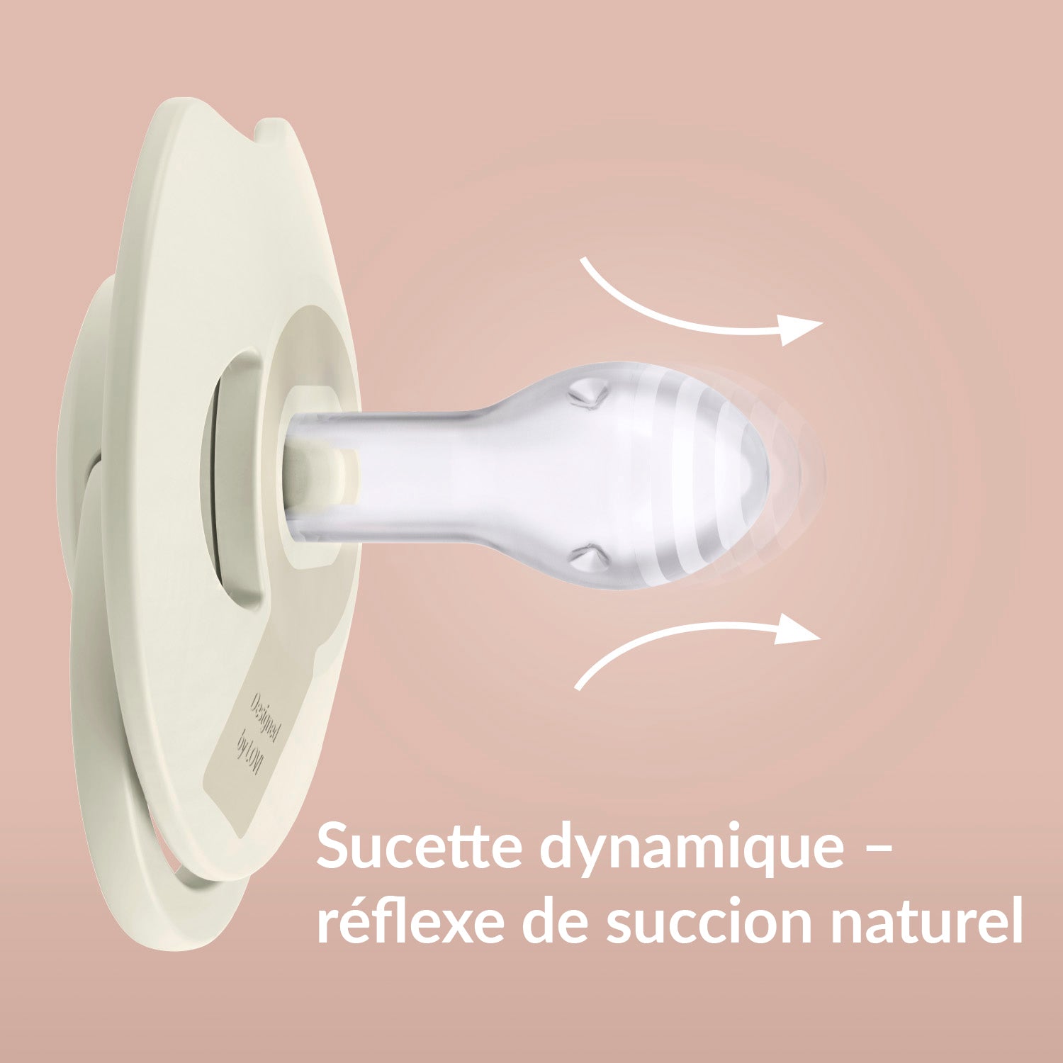 Sucette Prime 0-6m Difrax LOVI avec design dynamique, soutenant le réflexe de succion naturel du bébé.