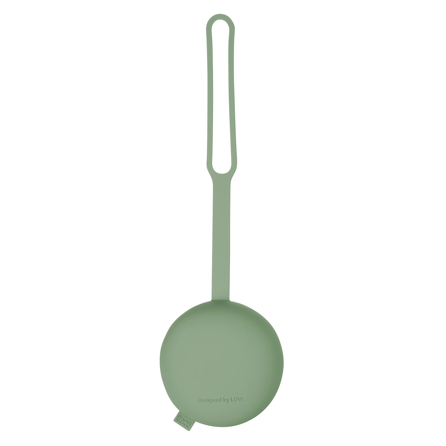 Un étui à sucettes en silicone de couleur pistache.