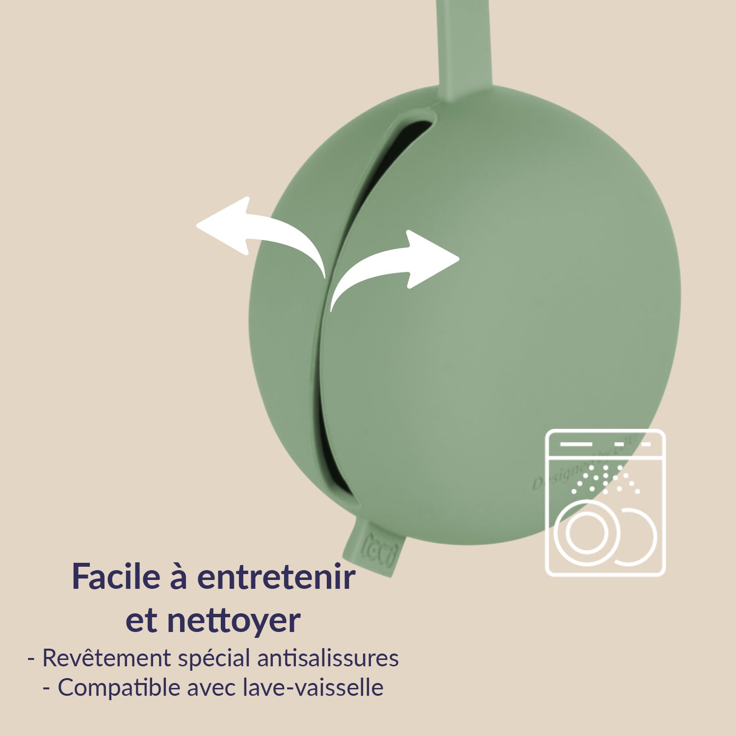 l'étui à sucettes en silicone est facile à nettoyer.