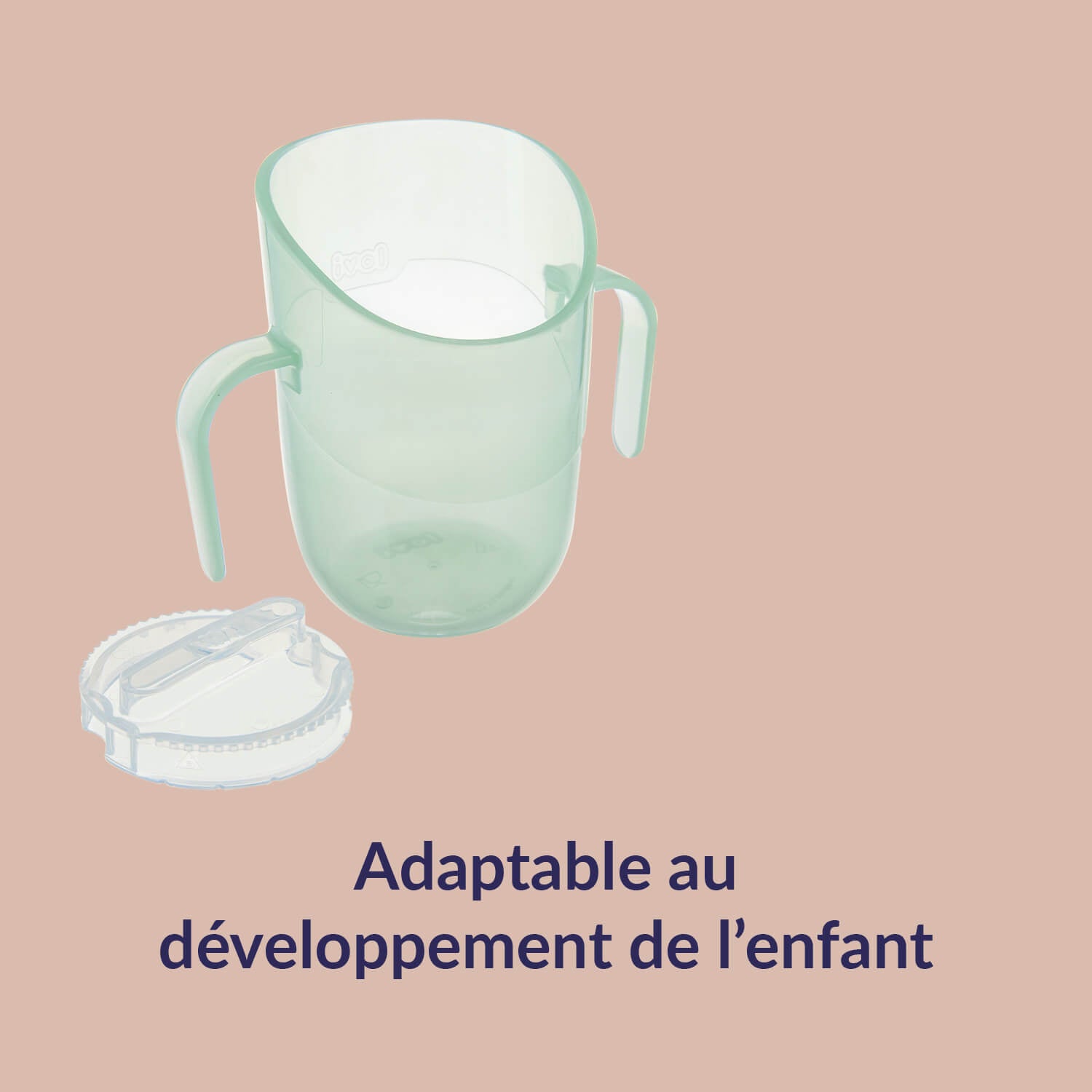 Difrax LOVI Genius gobelet d’apprentissage couleur pistache sans insert, design et forme bien visibles