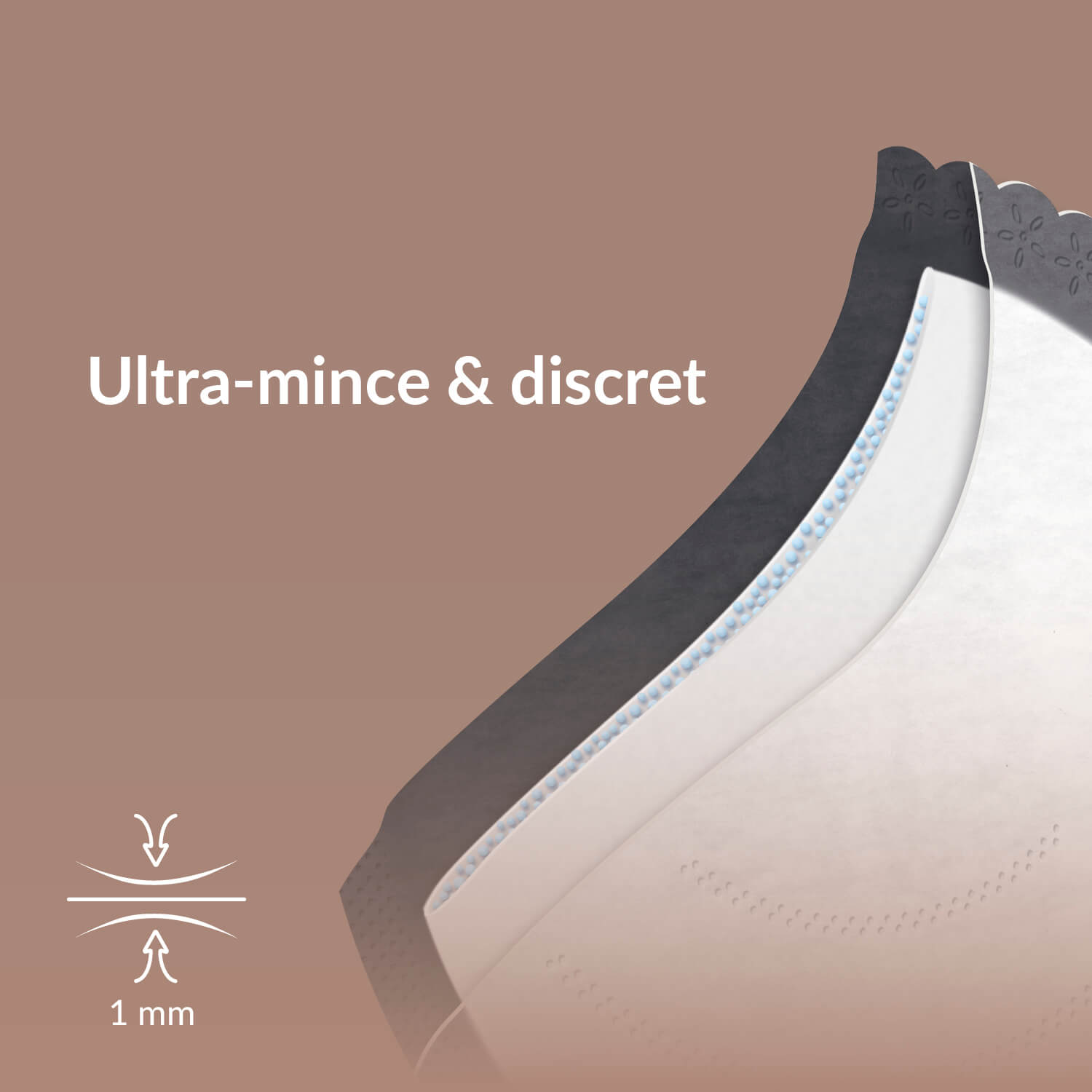 Illustration montrant la finesse ultra-mince et la discrétion des coussinets d’allaitement Difrax LOVI