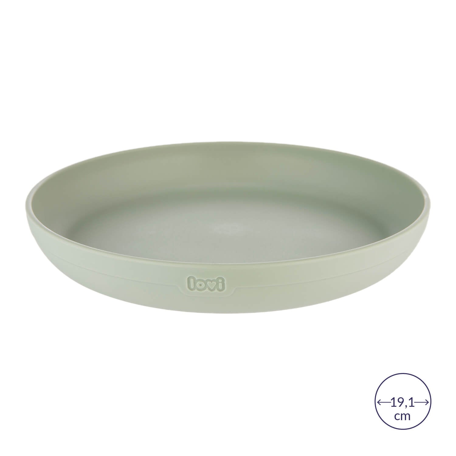 Grande assiette de la set repas bébé en pistache, diamètre 19,1 cm