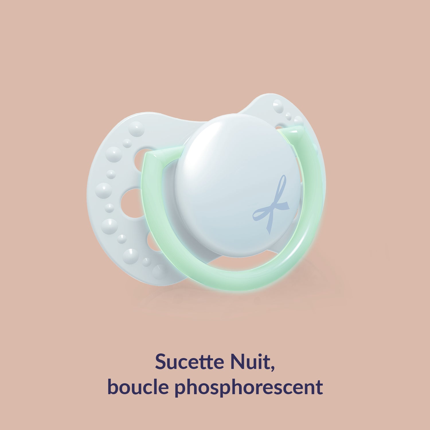 Sucette bleu foncé qui brille dans le noir.