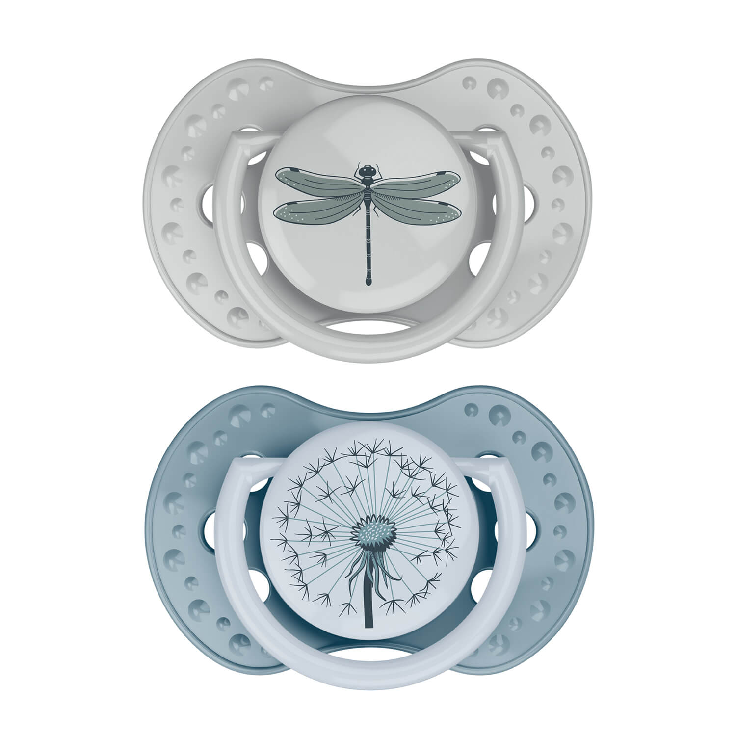 2 Sucette dynamique dans les couleurs vert et bleu.