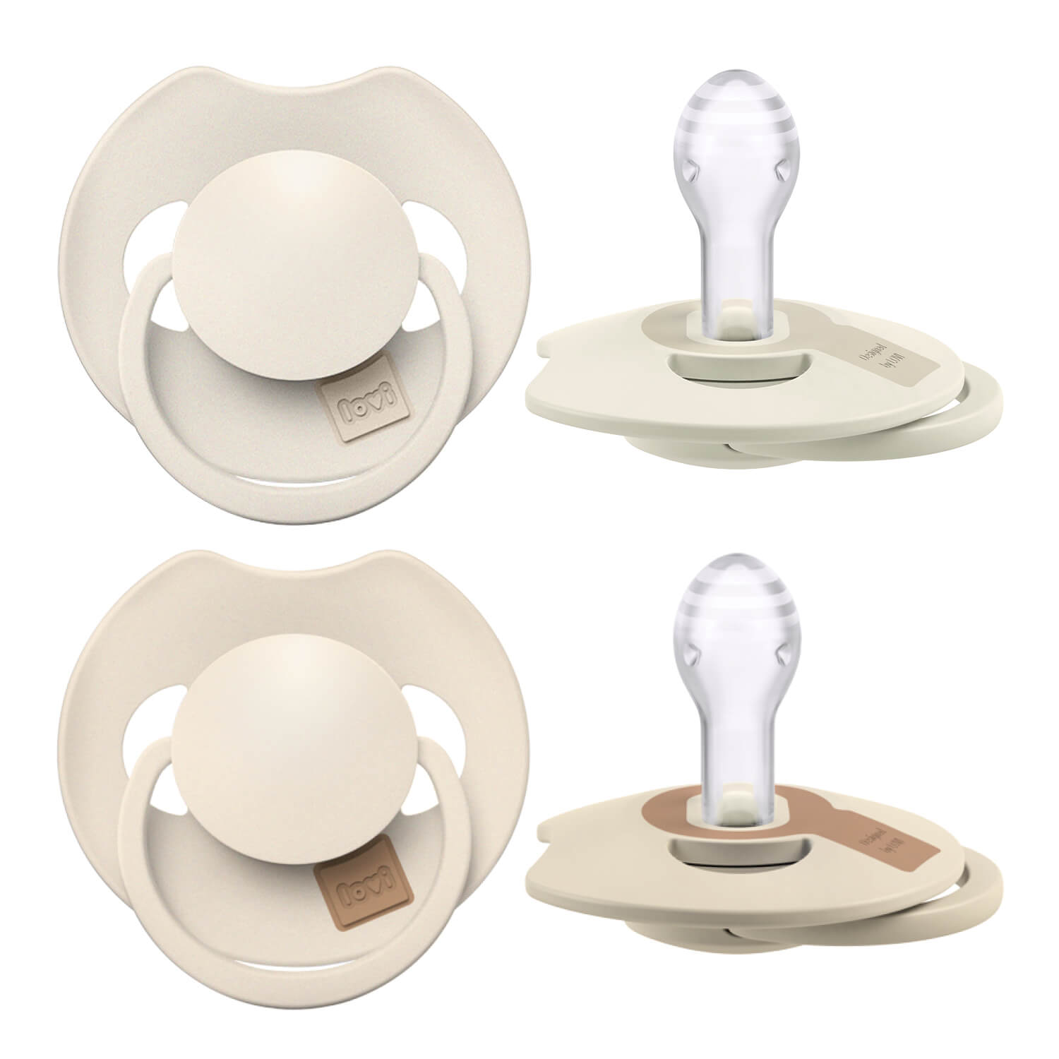 Les 2 sucettes Dynamic Prime Coconut Ivory avec la technologie des tétines Dynamic