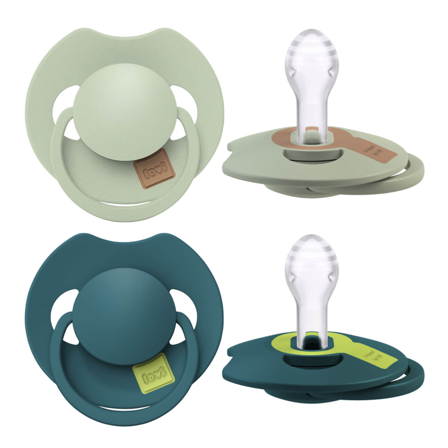 Les 2 sucettes Dynamic Prime Pistacge et vert avec la technologie des tétines Dynamic