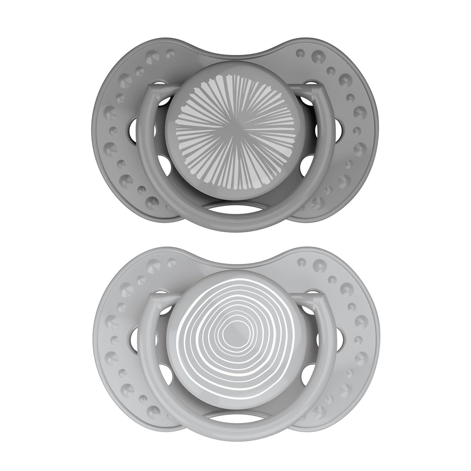 2 Sucette dynamique dans les couleurs gris foncé et gris clair