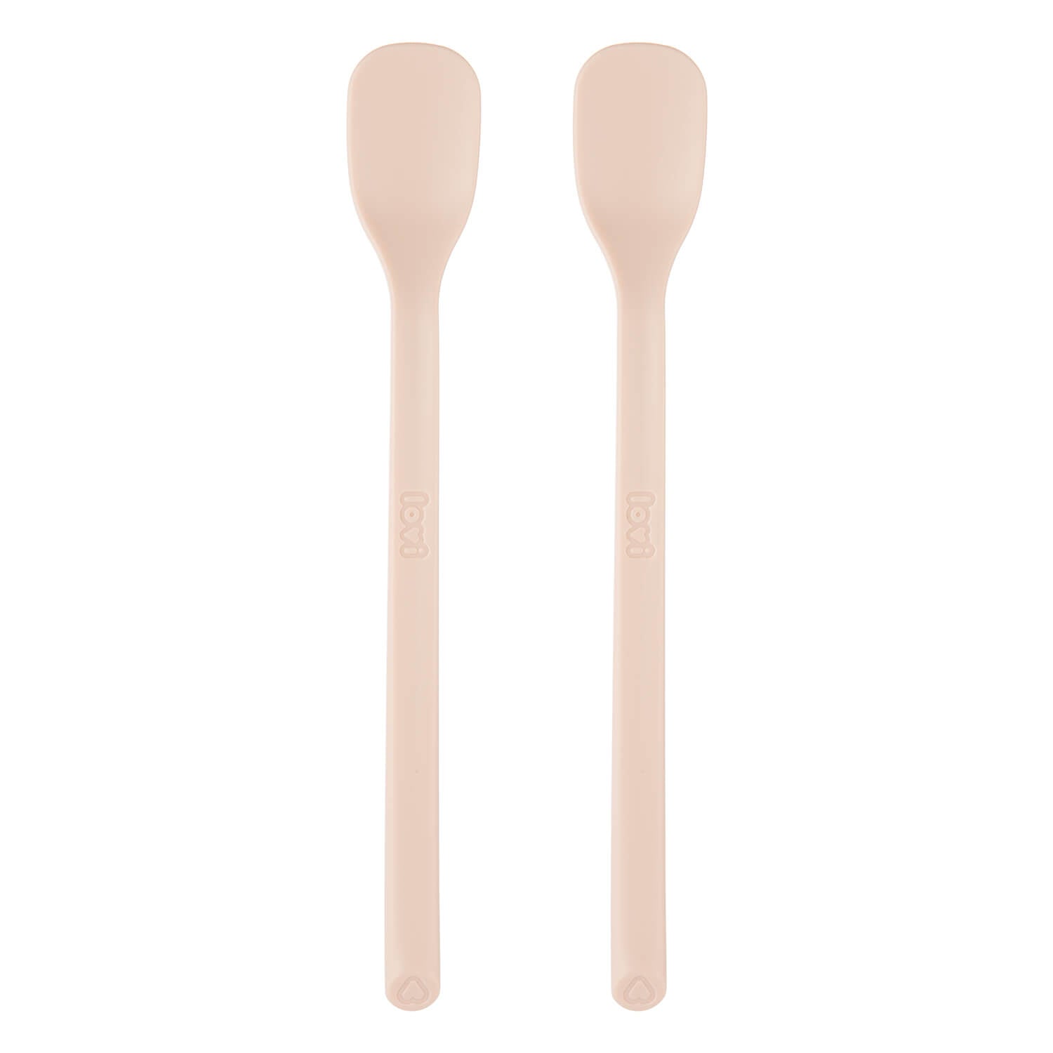 Deux cuillères premier âge couleur nude vues de face