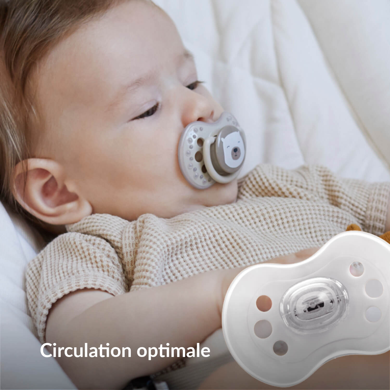 Sucette Difrax LOVI Buddy Bear Nouveau-né 0-2 mois, silicone, petit bouclier, anneau phosphorescent, bébé couché avec sucette, circulation optimale
