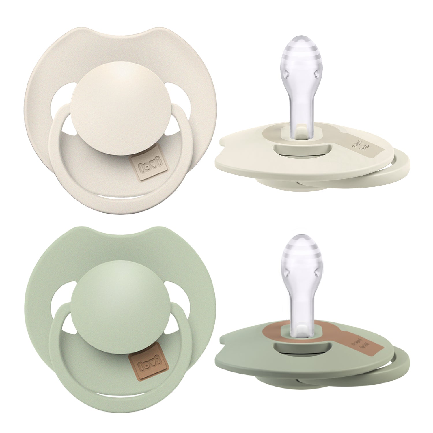 Difrax LOVI Prime sucette duopack 0-6 mois en Coconut / Pistachio, soutient le réflexe naturel de succion, sans BPA et sûr pour les jeunes enfants