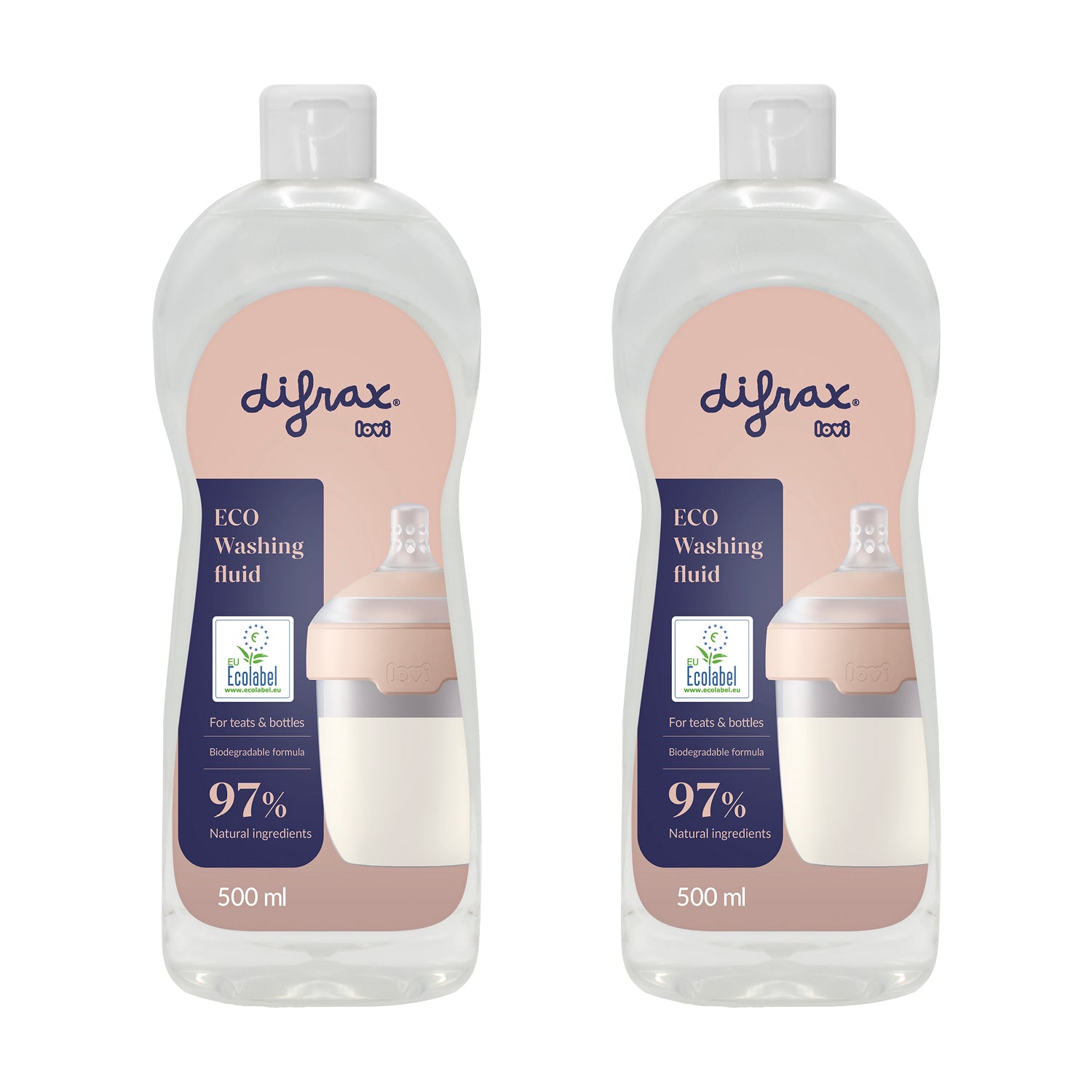 Duo pack liquide vaisselle ECO pour articles de bébé 500 ml, détergent vaisselle écologique doux pour biberons et accessoires