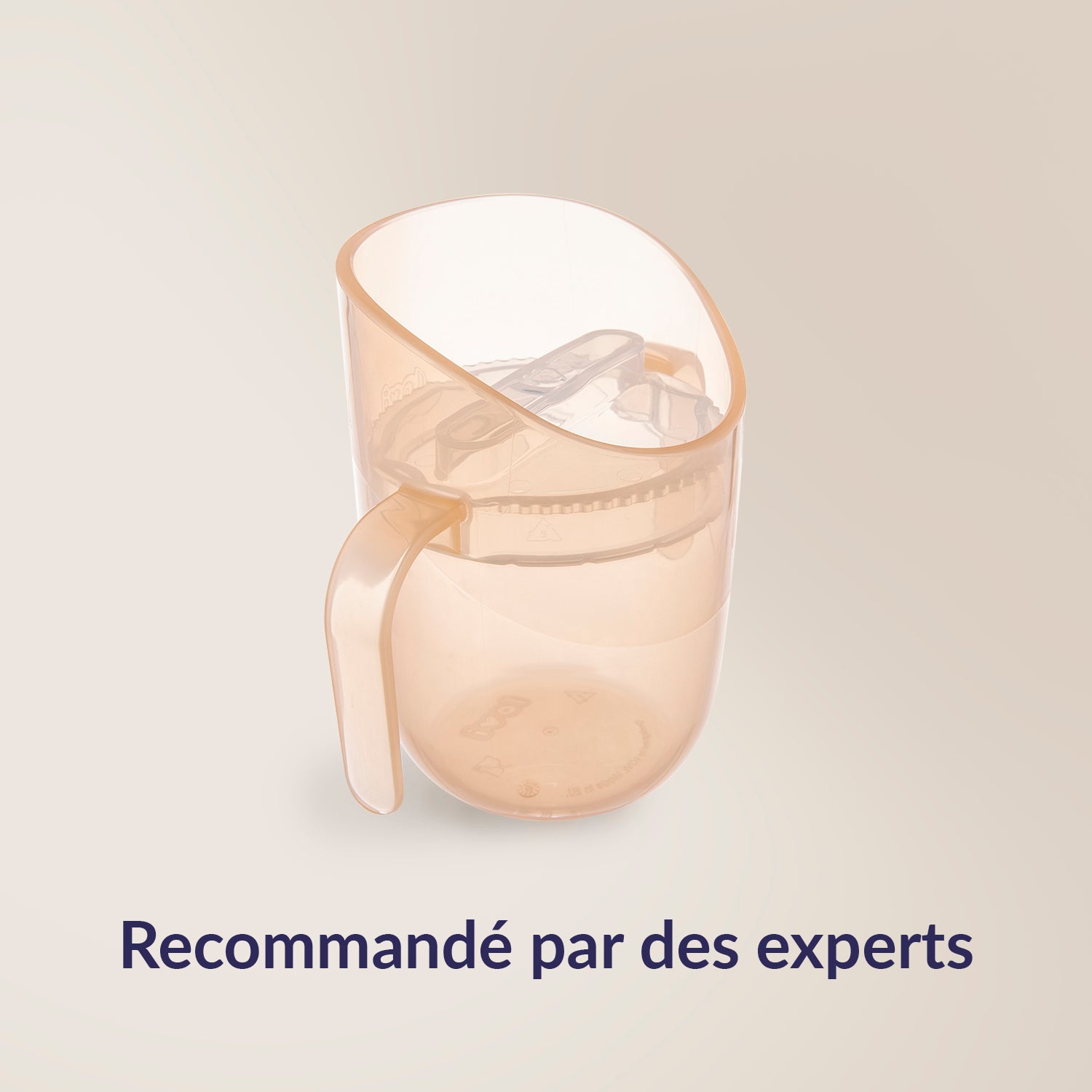Illustration du gobelet avec le texte : « Recommandé par les experts. »