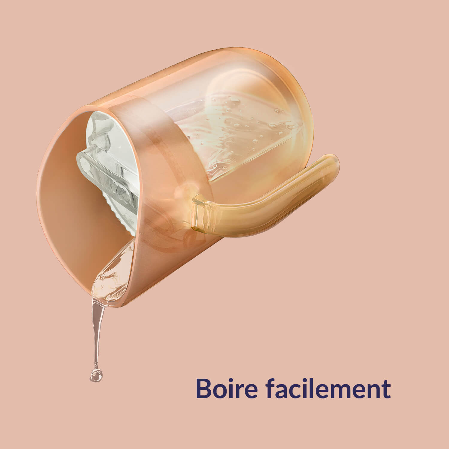 Illustration du gobelet d’apprentissage Difrax LOVI Genius avec insert, montrant la fonction pour boire facilement et de manière contrôlée