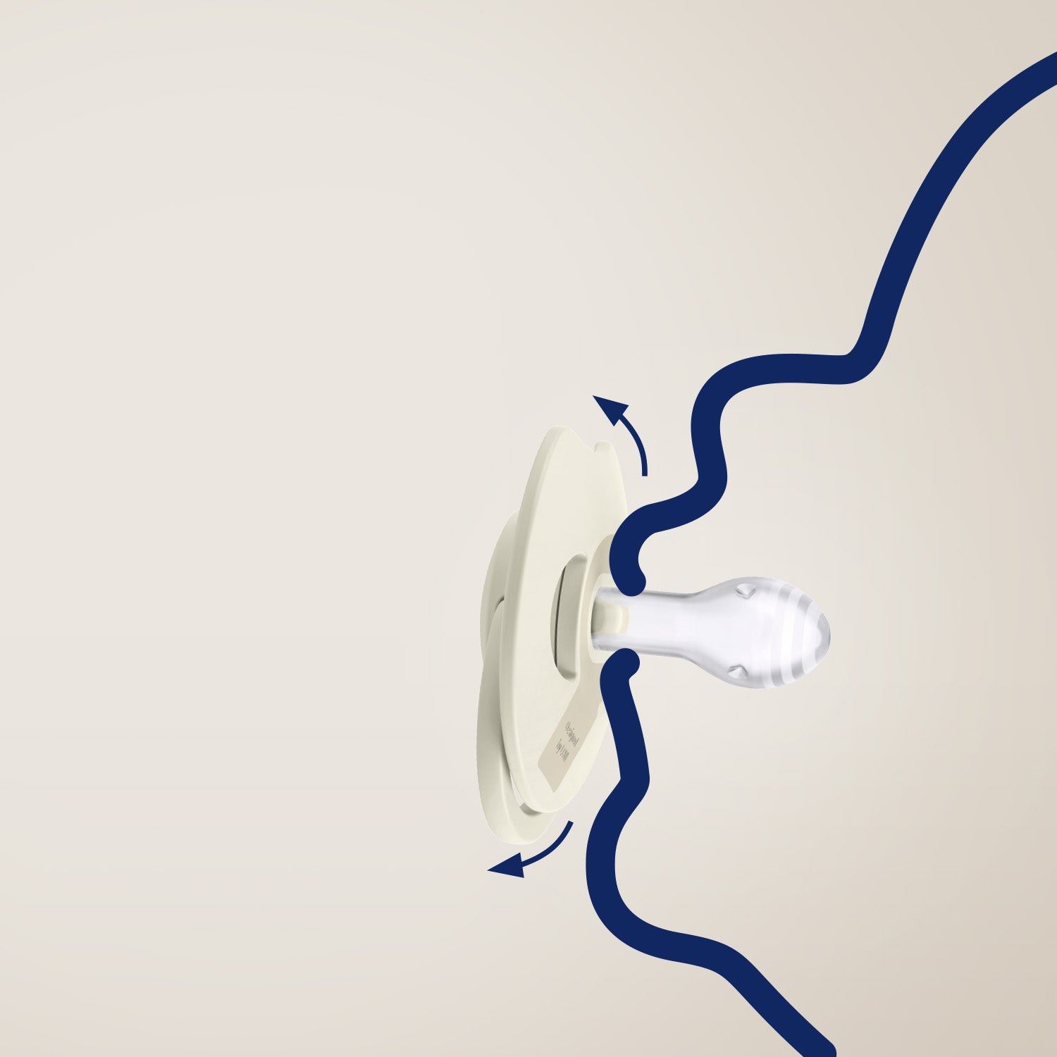 Illustration de la forme ergonomique de la tétine avec un bouclier à contact minimal avec la peau