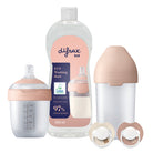 Kit essentiel pour nouveau-né avec grand et petit biberon Mammafeel, deux sucettes et liquide vaisselle écologique 500 ml